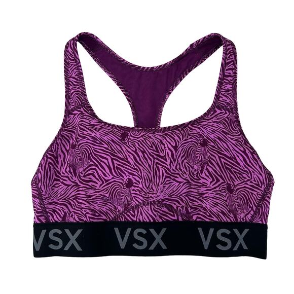 Victoria's Secret VSX Sport Purple Zebra Sports Bra Medium - Picture 1 of 4
